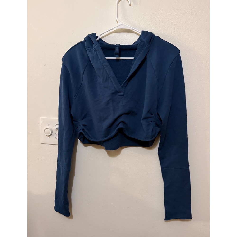 Skims French Terry Deconstructed Crop Top Indigo Size M NWT